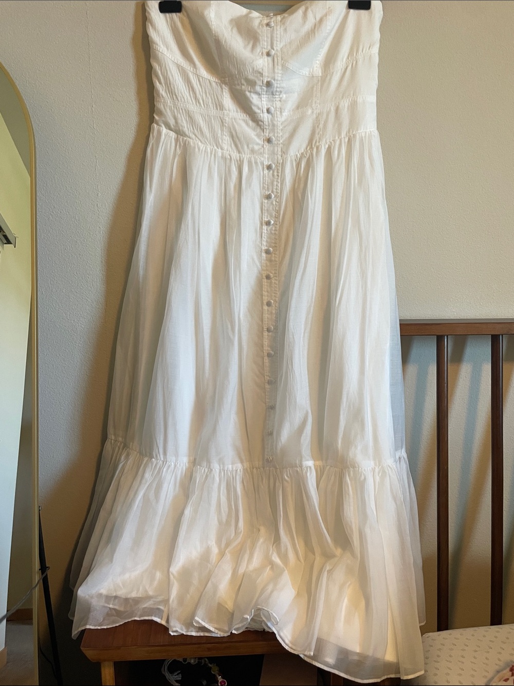 Strapless White Midi Dress - mare mare x Anthropologie